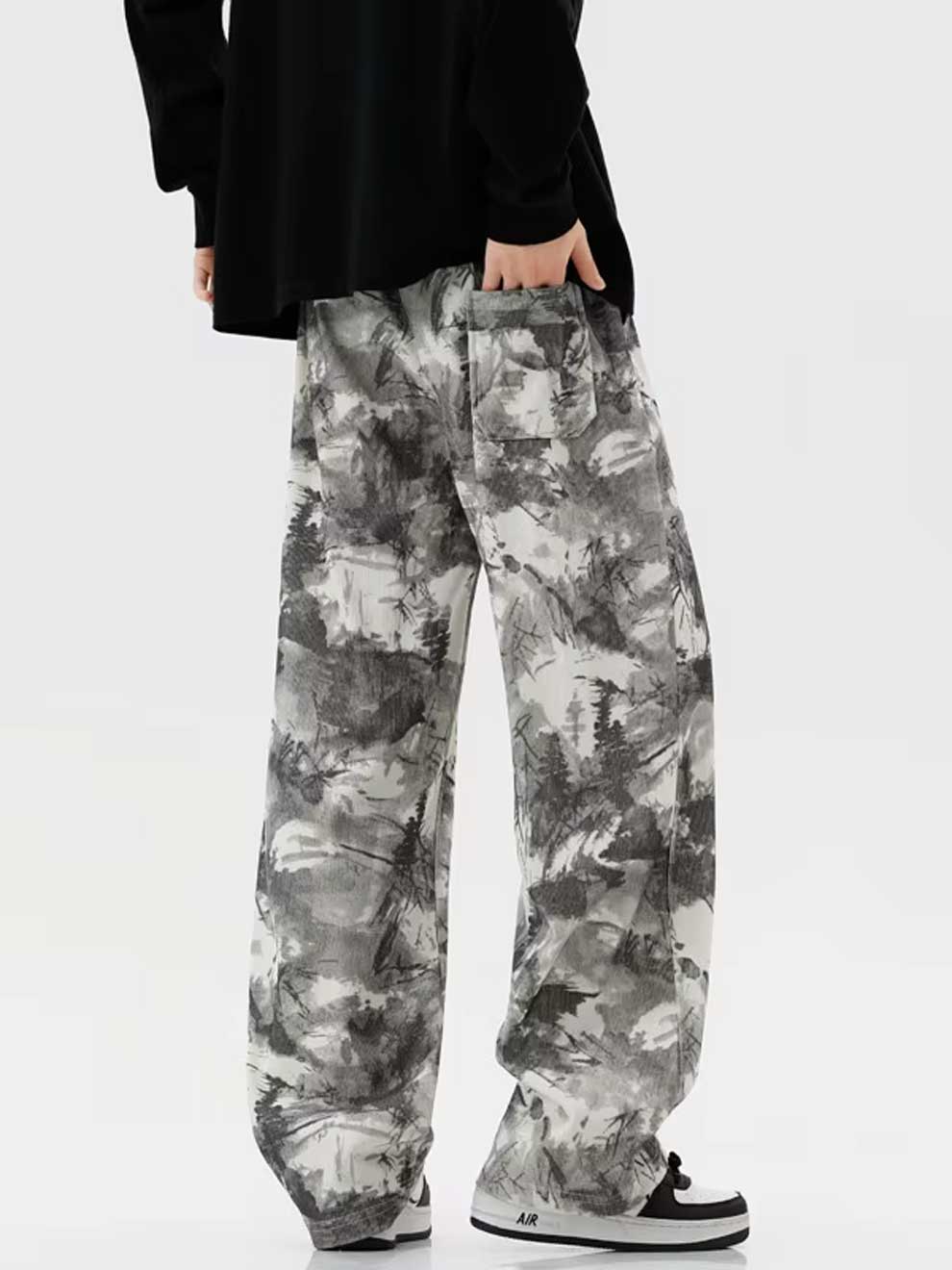 CAMOUFLAGE FOREST SIDE POCKETS STREET PANTS