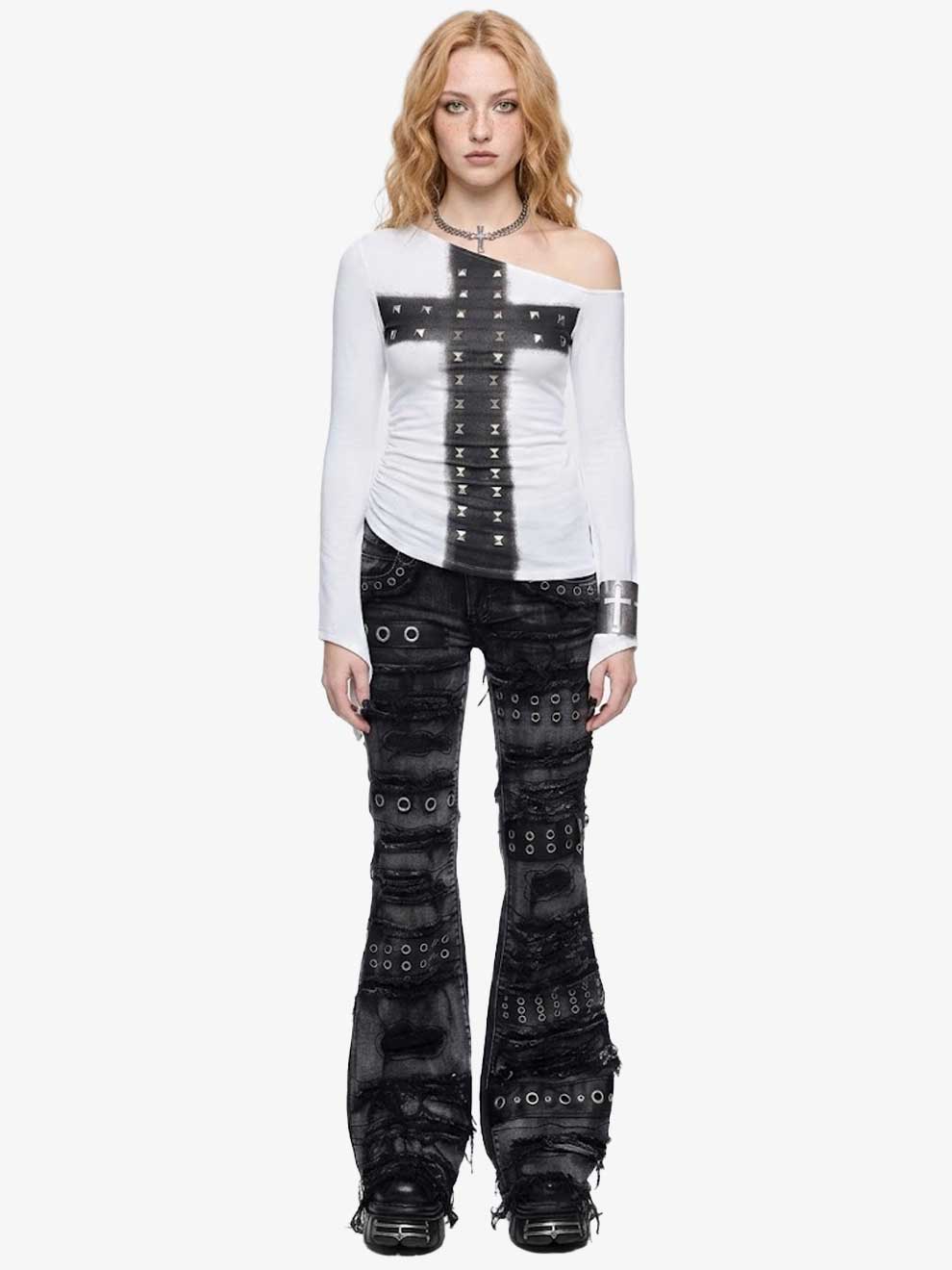 CROSS-OFF Y2K GOING-OUT FEMALE SHOULDER TOP