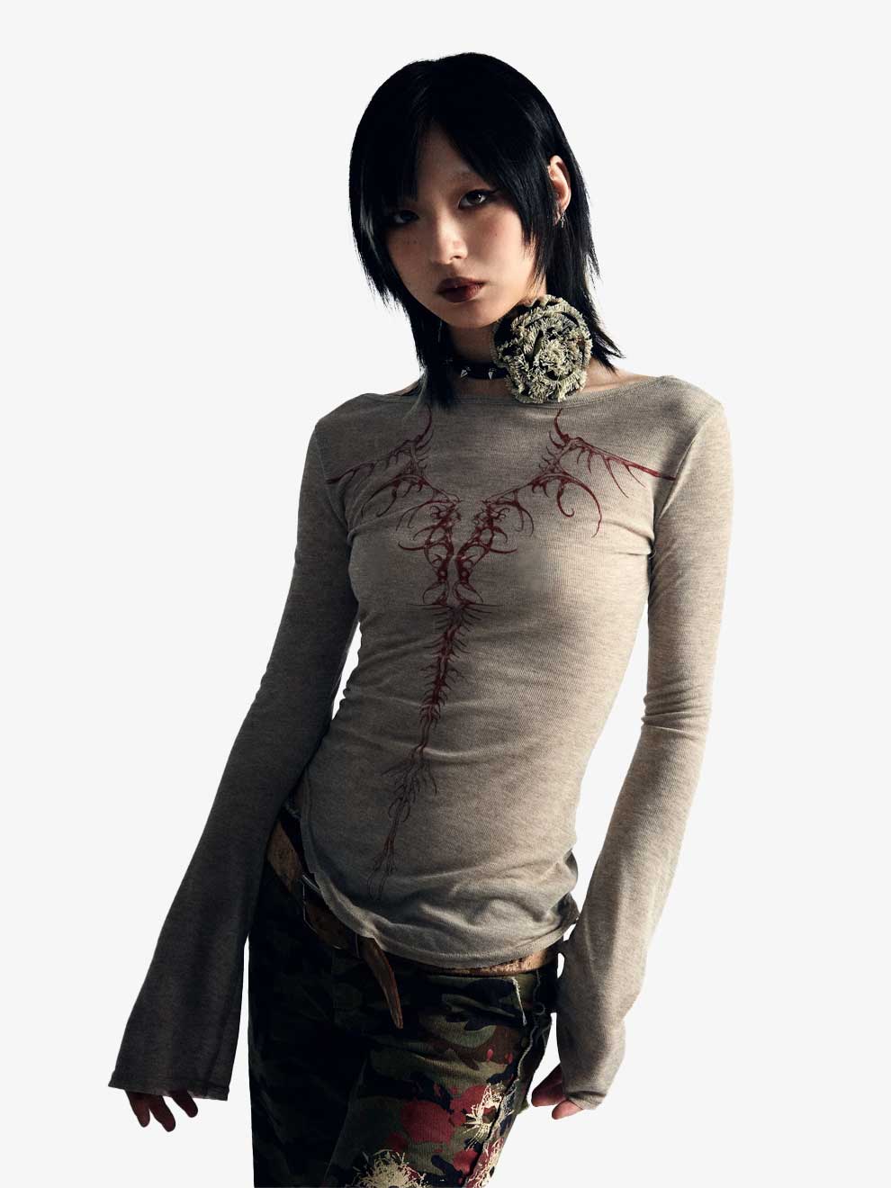 GRUNGE KNITTED IRREGULAR WOMEN TOP