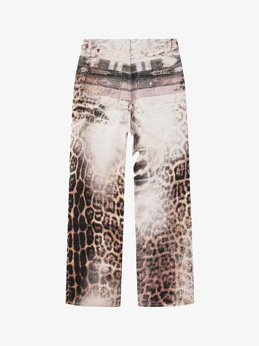 HIGH WAIST 3D LEOPARD PRINT STRIGHT GRADIENT PANTS