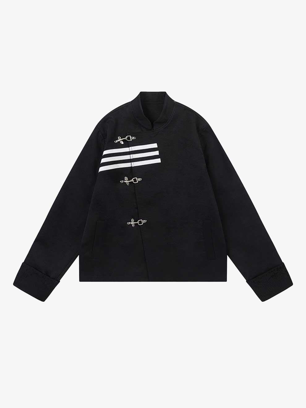 STRIPED STITCHING METAL CLIP DOW WOMEN BLAZER