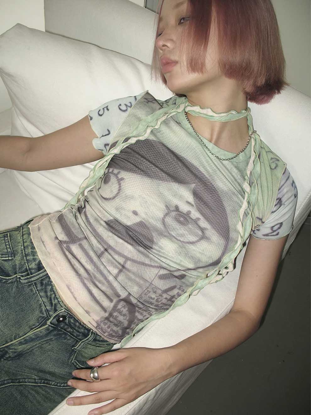 KIMOTIMO FAIRYCORE BANDAGE BABY TEE