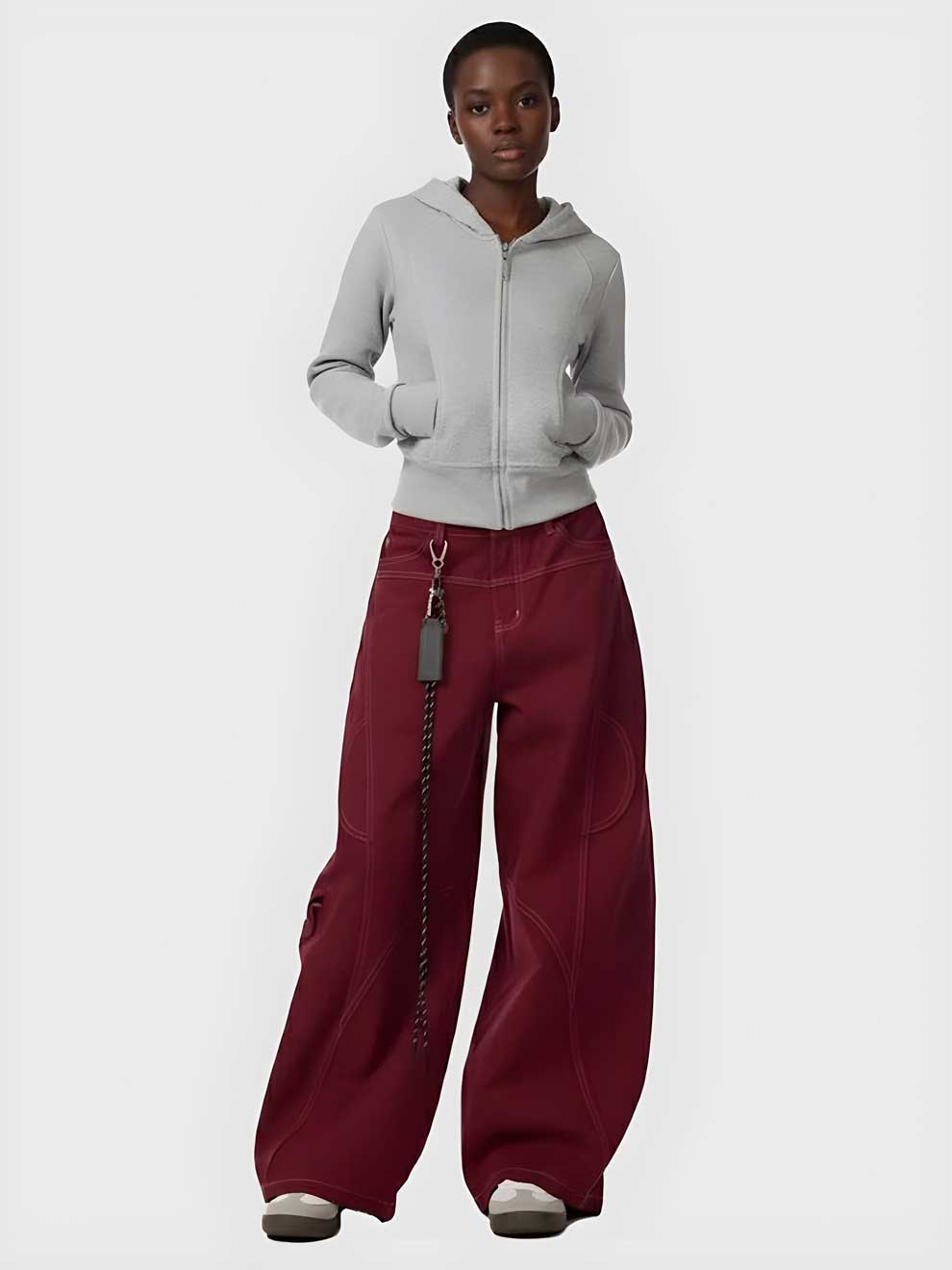 RED PATCHWORK Y2K BAGGY CARGO BARREL JEANS – WIDE LEG DENIM