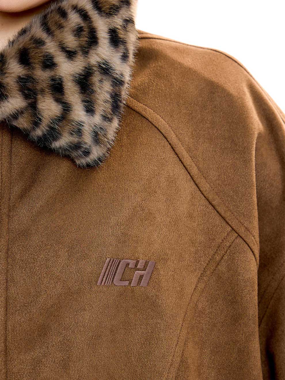 RETRO SUEDE COLLAR LEOPARD PRINT JACKET