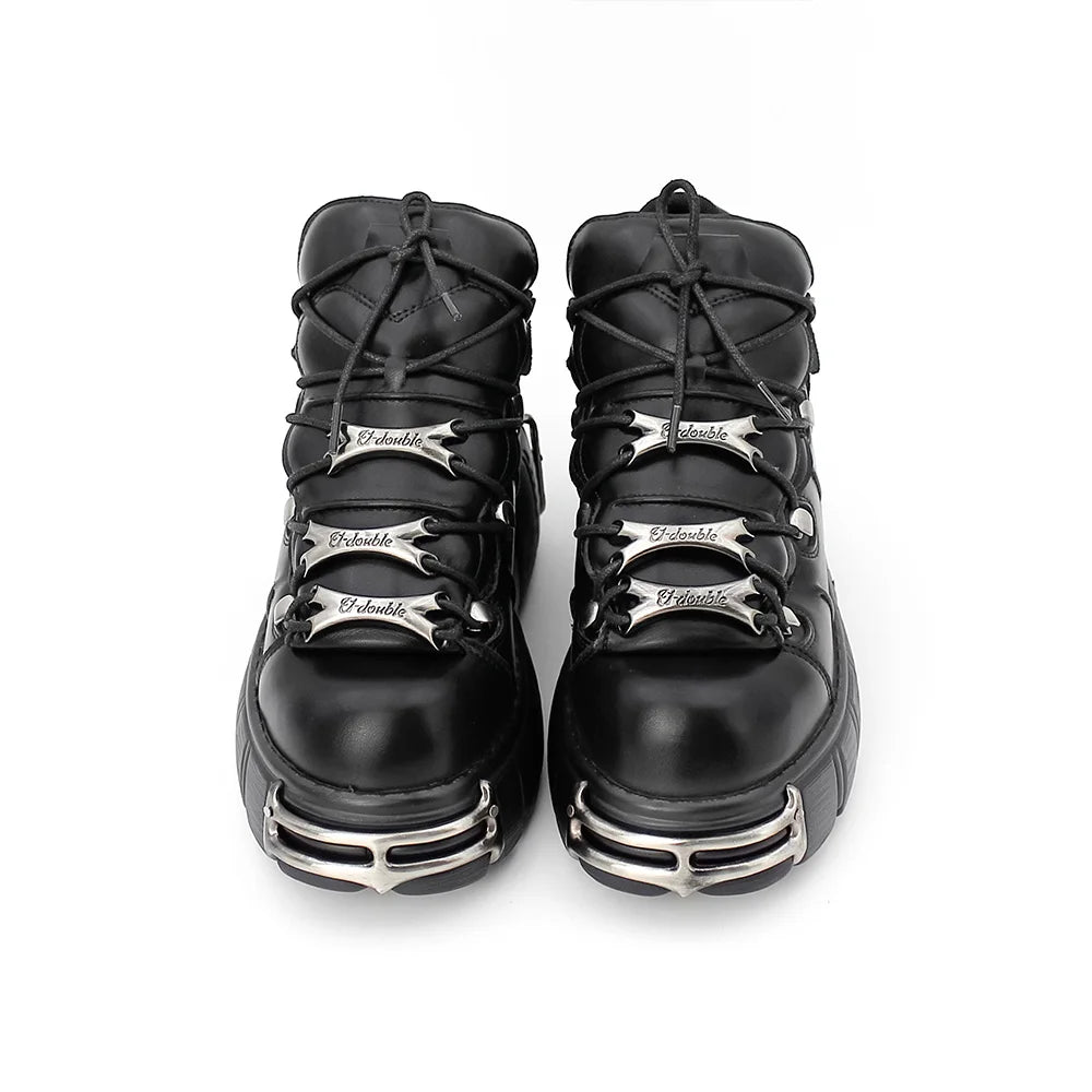  Women's Punk Style Lace-Up Platform Boots 