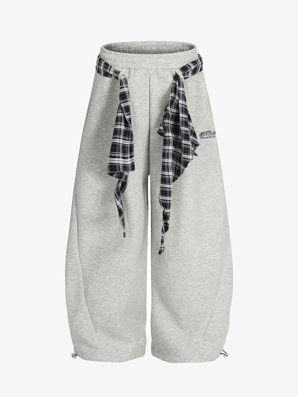 STREET DETACHABLE PLAID WAISTBAND MACHETE PANTS