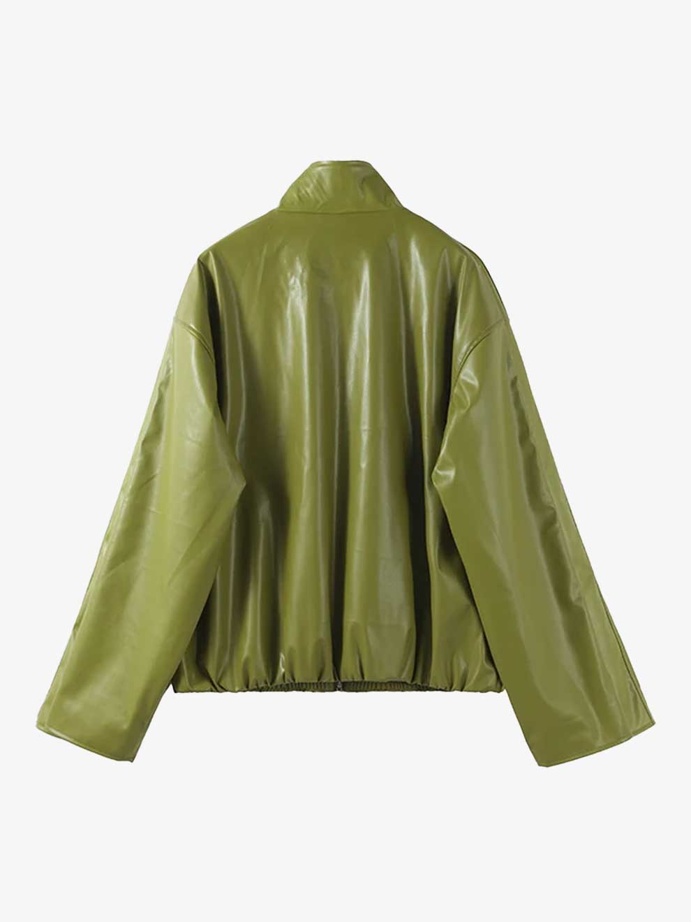 VINTAGE OVERSIZED GREEN WOMEN LEATHER JACKET