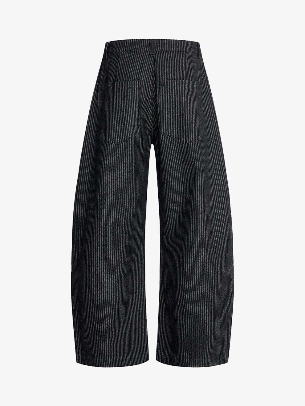 VINTAGE PINSTRIPE PLEATED WIDE LEG BARREL PANTS