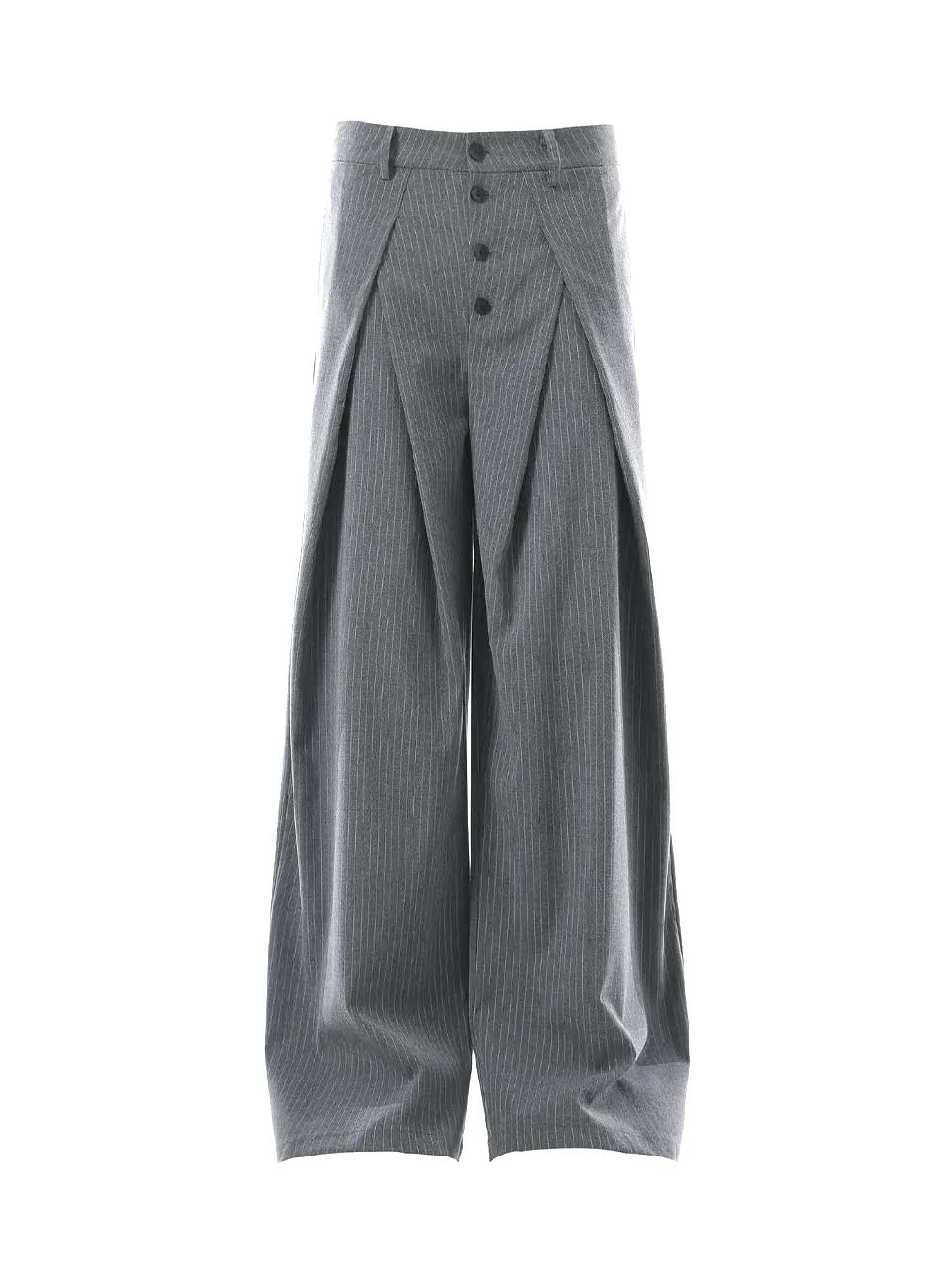 WOVEN STRIPED CLEANFIT PELATED DRAPE WIDE LEG PANTS
