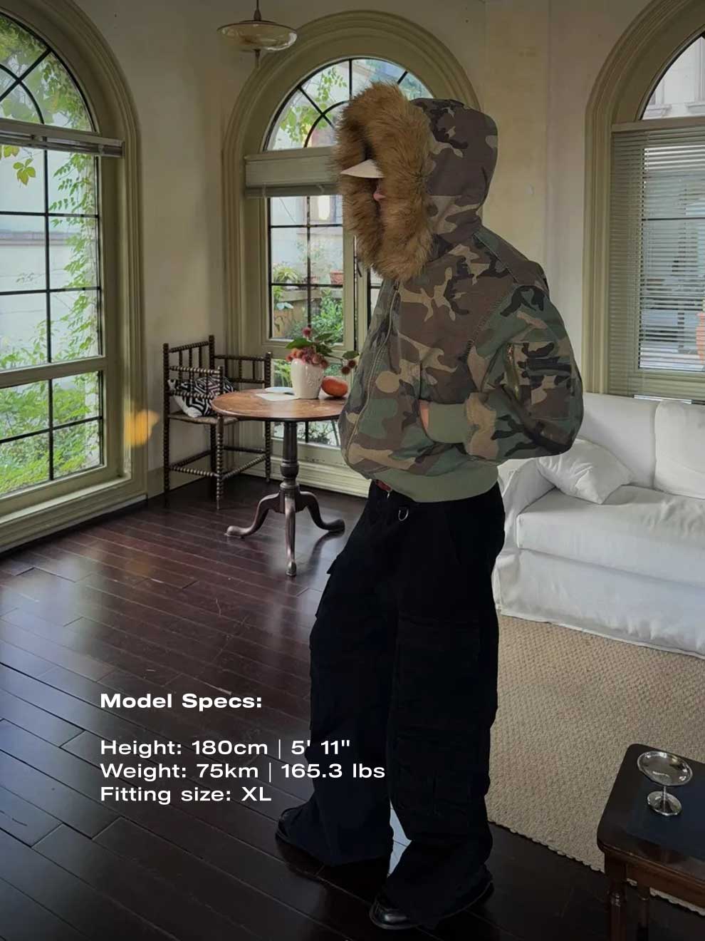 Camouflage Reversible Bomber Jacket | Faux Fur Hooded Coat | Warm Winter Military Style Coat