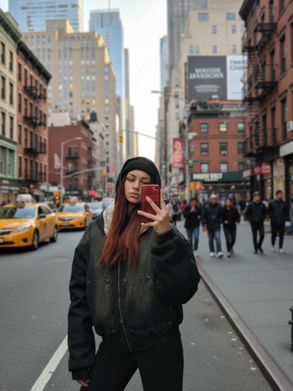 Y2K Vintage Oversized Washed Denim Faux Fur Lined Hooded Winter Jacket - 2003