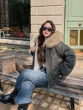green faux fur Lined bomber y2k jacket for women