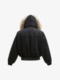 Black faux fur Lined bomber y2k jacket 