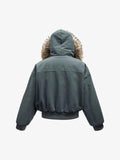 Green faux fur Lined bomber y2k jacket 