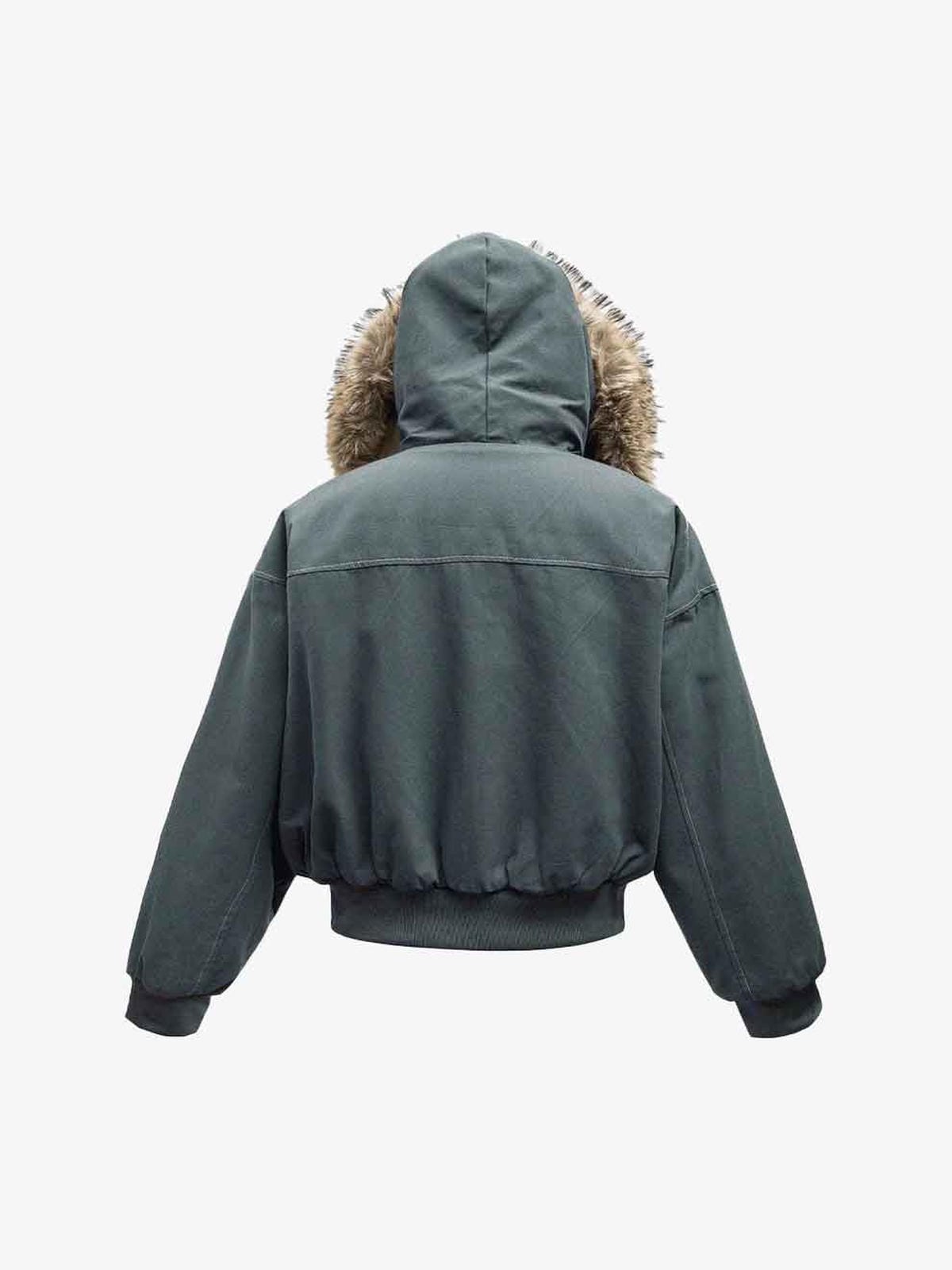 Green faux fur Lined bomber y2k jacket 